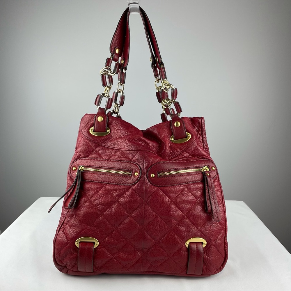 B. Makowsky red grain leather shoulder tote bag
